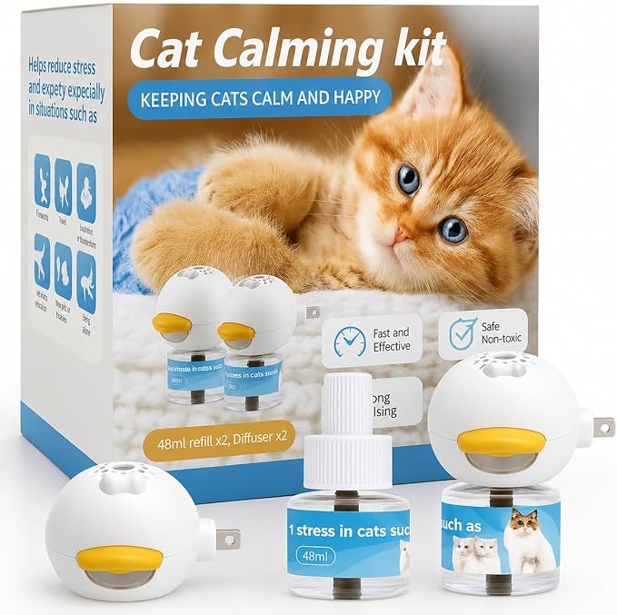 Cat Calming Diffuser 2 Pack Multi Cat Pheromones Diffuser Helps Calm Cats for 30 Days Effectively Relieve Anxiety Stress
