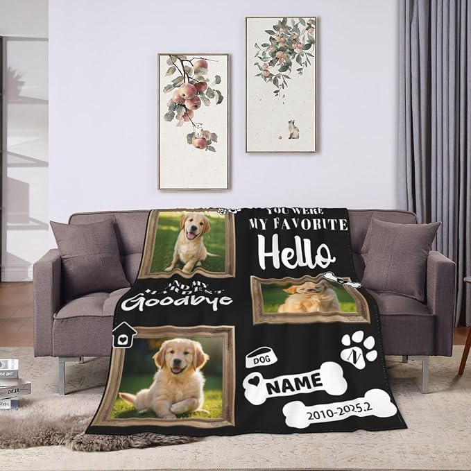 Nxwdwqa Personalized Dog Blanket Throws with Photos, Custom Pet Blanket, Dog Gifts for Pet Lovers, Customized Puppy Blanket for Adult Kid Birthday Christmas Fathers Mothers Valentines Gift