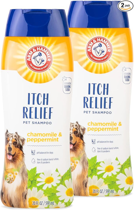 Arm & Hammer Itch Relief Dog Shampoo, Chamomile & Peppermint, 20 Oz, 2-Pk | pH-balanced formula, chamomile and peppermint, free of sulfates and parabens, soothes dry and itchy skin daily