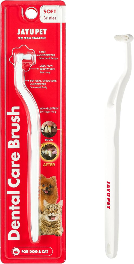 JAYU PET Dental Care Brush with Soft Bristles 1ea | Dog Toothbrush, Cat Toothbrush, For Kitten and Small Dogs, Removes Old Plaque and Tartar, Easy Cleaning