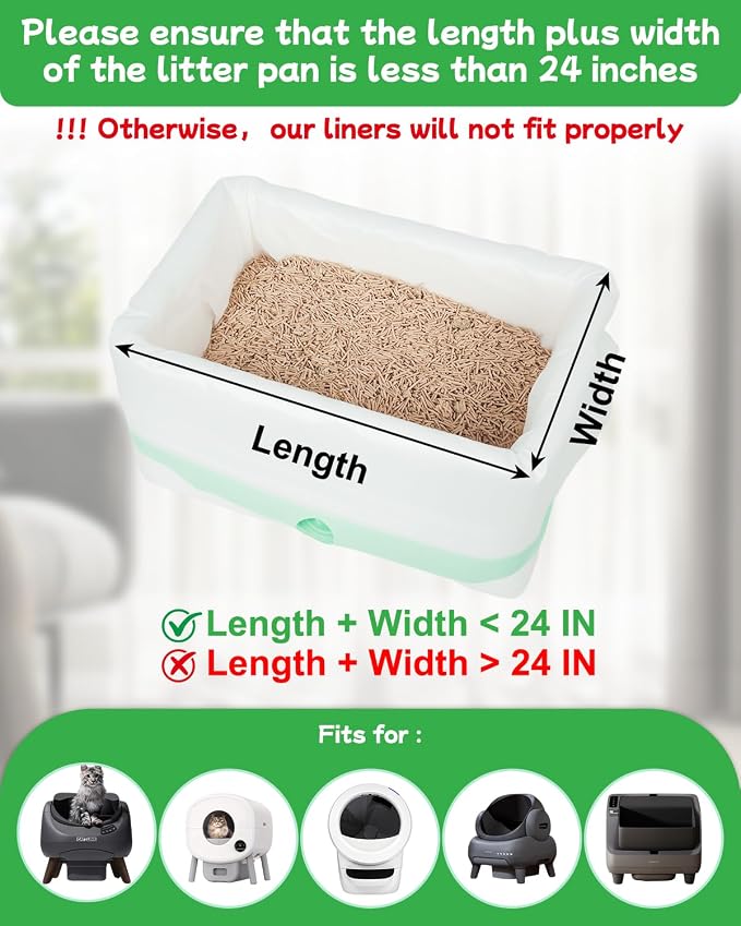 140 Count Cat Litter Box Liners for Automatic Litter Box, Pre-Separated Easy-Dispense Waste Bags with Drawstring, Heavy Duty Leak-Proof Liners Compatible with Litter-Robot 4/5/3, 25.2"x15.7"