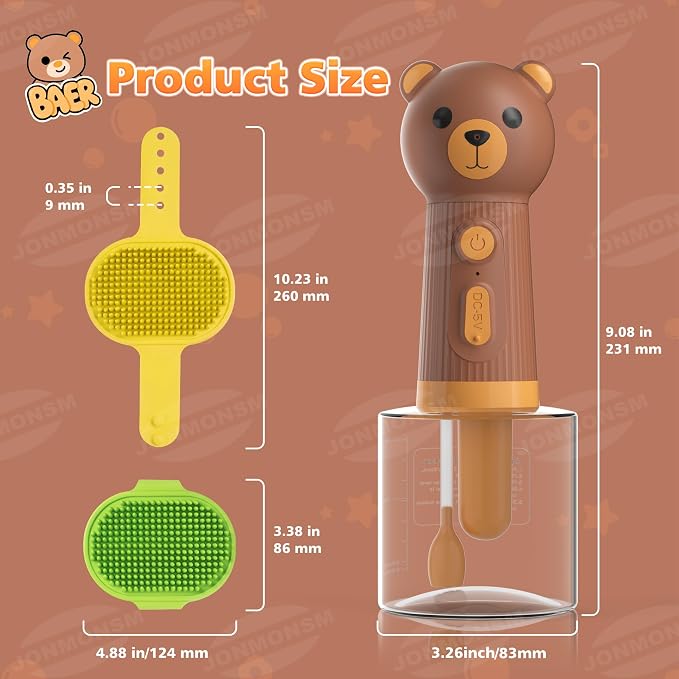 Dog Shampoo Foamer, Electric Dog Soap Dispenser, Automatic Dog Shampoo Sprayer with Dog Bath Brush, Dog Bath Supplies - Outdoor Dog Shower Attachment for Bathtub for After Walk Pet Wash