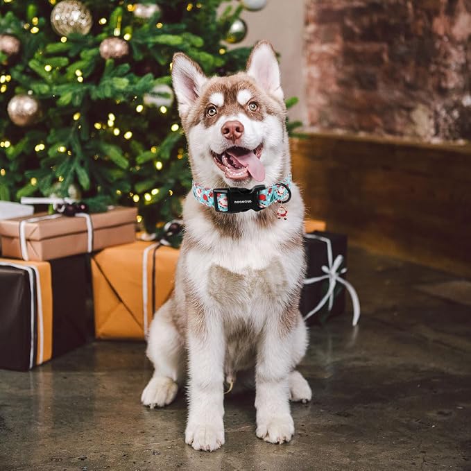 DOGWONG Christmas Santa Dog Collar- Cute Blue Christmas Penguin Dog Collar for Small Medium Large Dogs S