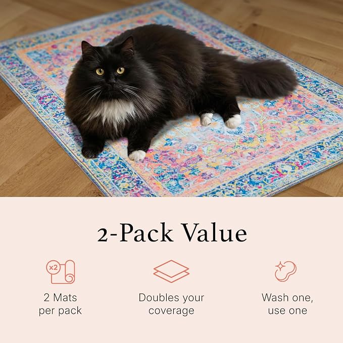 Lovewag Cat Litter Mat, Litter Box Mat, Marmalade Sunshine, 16x24, 2 Pack | Washable litter mat cover, kitty litter mat & cat mat for litter box, litter trapping mat, prevents tracking, multi-cat