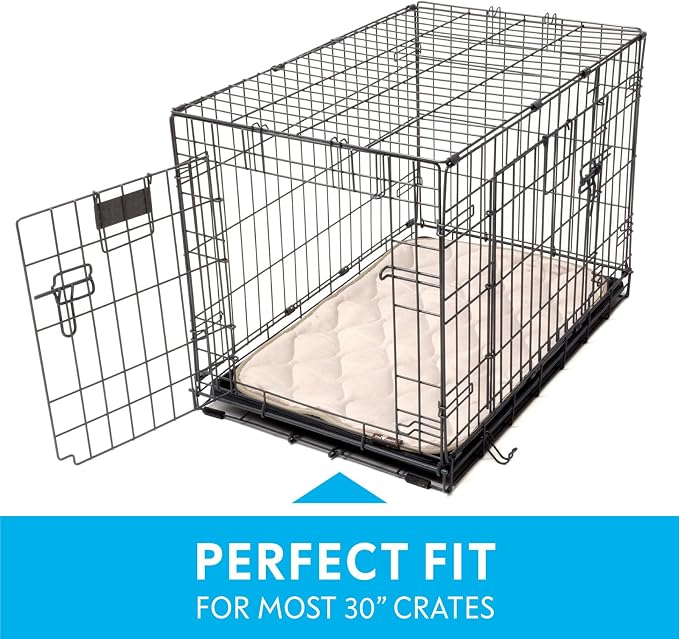 Paw Inspired Washable Padded Crate Mats for Dogs, Beige, 29x18 Inch | Fits 30-inch Kennels, Leakproof, Waterproof Bottom, Plush Dog Pad, Pet Bed