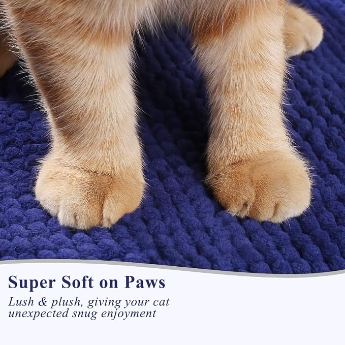 VIVAGLORY Cat Litter Mat Softgrip Litter Trapping Mat, 31"× 20", Navy Blue | Litterbox Rug Box Catcher for Indoor & Floor, Easy Clean Washable Less-Mess Waterproof for Cat