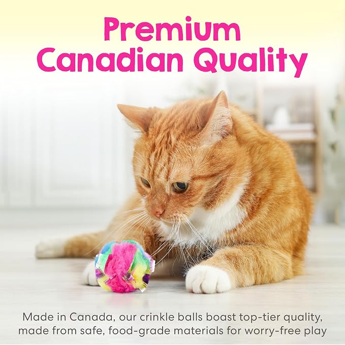 Large Cat Crinkle Ball 2.5 Inch | 1 Pack | Soft Lightweight Indoor Cat Toys with Durable Crinkle Build and Engaging Sound