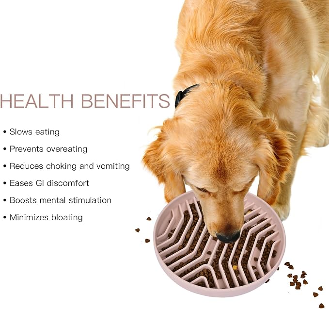 Slow Feeder Dog Bowls, Puzzle Silicone Dog Feeding Bowls with Suction Cups, Anti-Choking, Non-Slip Design, Reduces Boredom, Anxiety, Ideal for Medium to Small Dogs & Cats - XAQMHSW (Pink)