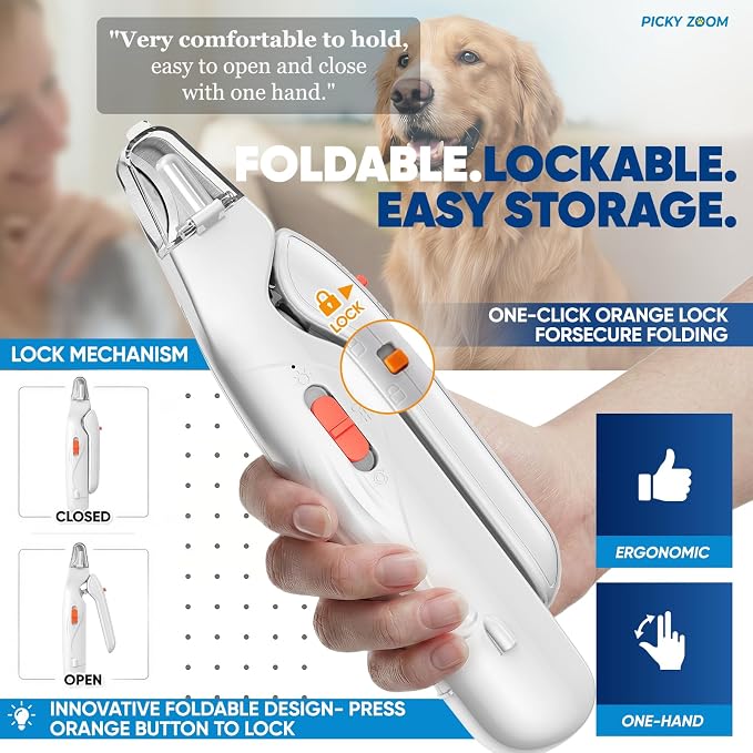 2-in-1 Dog & Cat Nail Clippers and Grinder with LED Light | Sharp Blade, Low-Noise Grinder, Safety Guard & USB Rechargeable Cordless Design for Small, Medium and Large Pets
