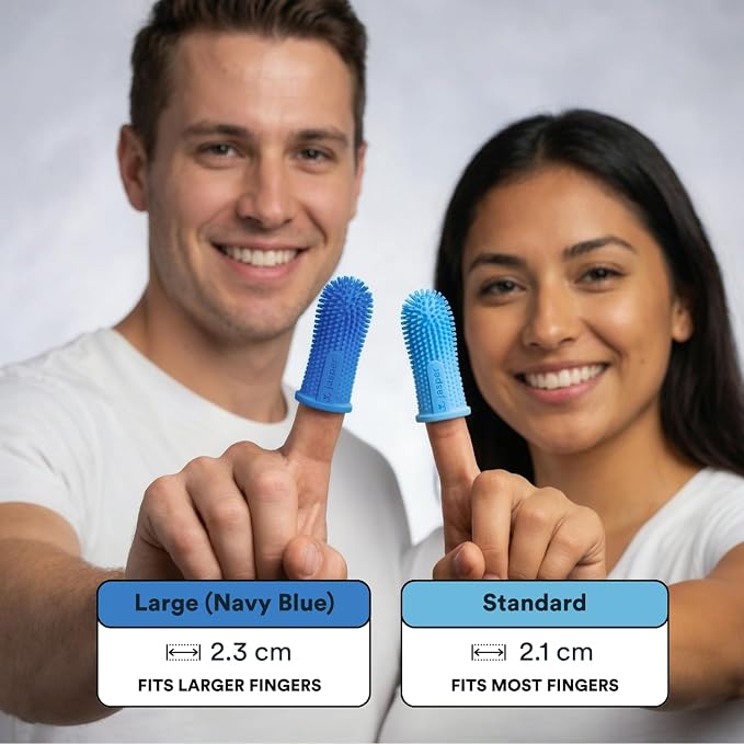 Jasper Dog Toothbrush, 360 Degree Dog Tooth Brushing Kit, Cat Toothbrush, Canine Dental Care & Teeth Cleaning Kit, Pet Finger Tooth Brush, Use with Pet Toothpaste, 4-Pack Blue