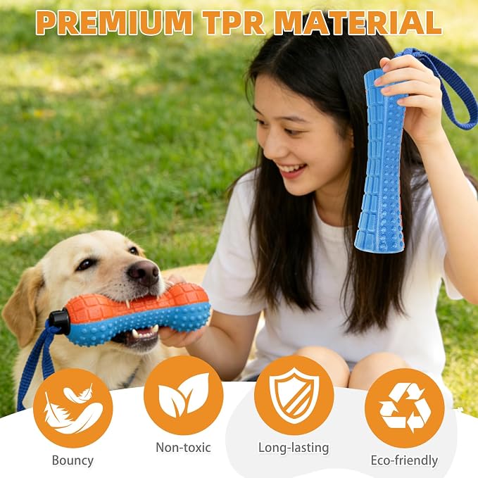 KOOLTAIL Floating Dog Toys,2 Pack TPR Water Pool Fetching Toy with Durable Rope for Small Medium Large Dogs,Bright Bumper Interactive Dog Chew Toys for Summer Outdoor Pool,Training&Teething