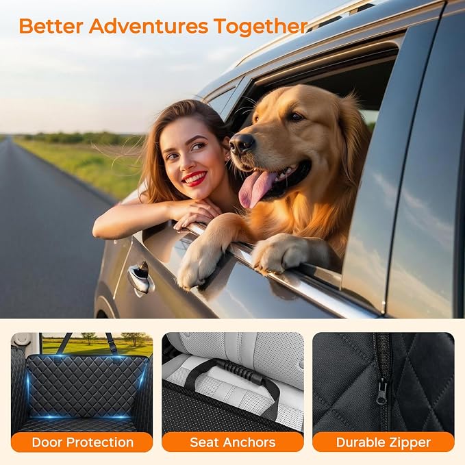 URPOWER Dog Car Seat Cover for Pets 100% Waterproof Seat Cover Hammock 600D Heavy Duty Scratch Proof Nonslip Durable Soft Back Seat Covers for Full Size Trucks