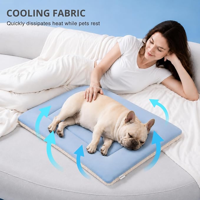 Cooling Mat for Large Dogs, Washable Dog Beds Crate Pad, 42"x 28" Thick & Durable Dog Cooling Mat, Reversible Warm & Cooling Dog Bed, Cozy Sleeping Mat for Couch, Metal Crate & Beds - L