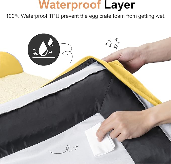 NANUYA Orthopedic Dog Bed for Jumbo Dogs, 53 x 42 Inch, Ginger | Egg crate foam for joint support, 3-sided bolster pet sofa, waterproof lining, washable cover, and non-skid base