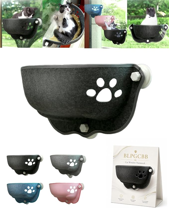 Cat Window Hammock, Suction Cup Bed for Home and Car Travel with Soft Pad | Floating Window Seat for Cats, Portable Hanging Rest Mat Sunbathing, Indoor Lounge and Vehicle Use