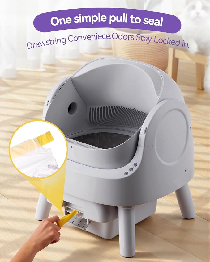 120 Count Automatic Cat Litter Box Liners Compatible with PetPivot AutoScooper 11/12 and Similar Open Top Self Cleaning Litter Box, Heavy Duty Cat Litter Bags Liners with Drawstring, 25.19" x 11.8"
