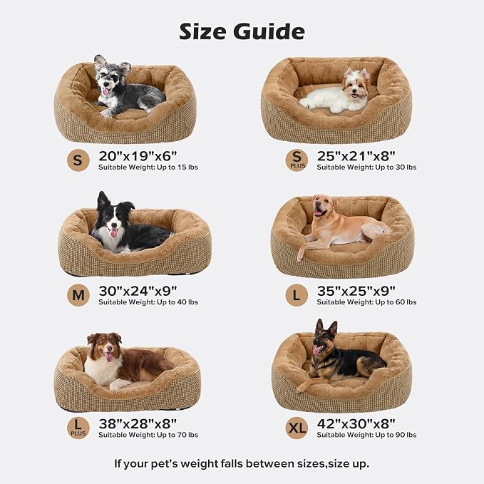 INVENHO Large Dog Bed, Washable Orthopedic Warming Soft Sleeping Durable with Anti-Slip Bottom