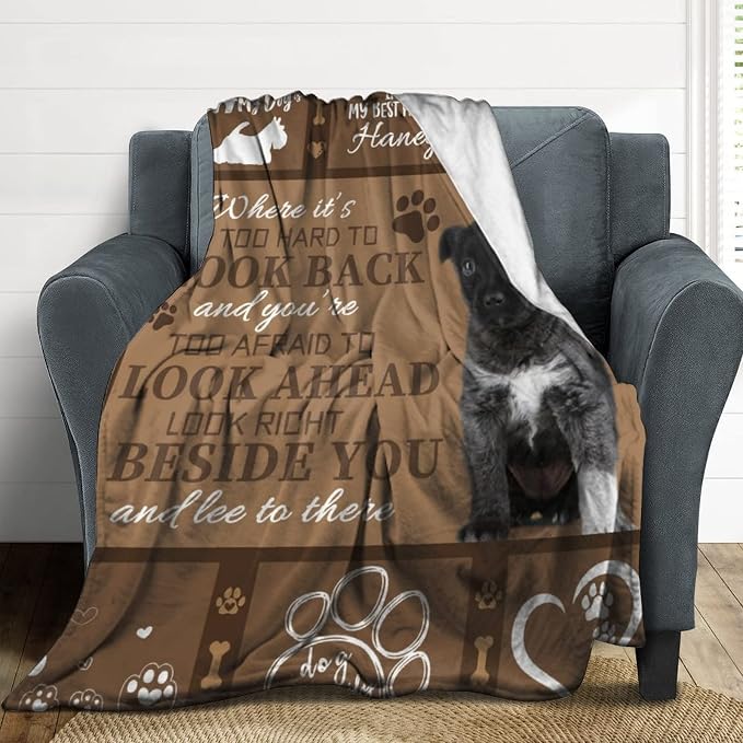 Artsadd Personalized Blanket with Picture in Memory of Dog Custom Photo Blanket Memorial Pet Loss Sympathy Gift