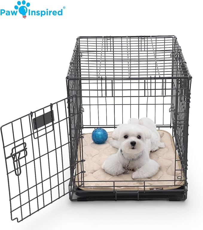 Paw Inspired Washable Padded Crate Mats for Dogs, Gray, 23x17 Inch | Fits 24-inch Kennels, Leakproof, Waterproof Bottom, Plush Dog Pad, Pet Bed