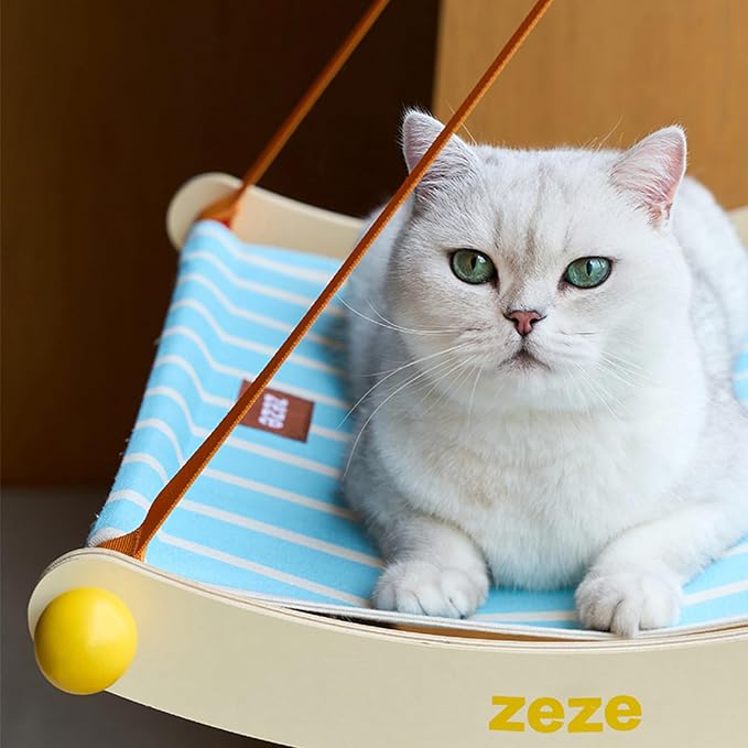 ZEZE Hanging Window Cat Hammock, 360° Panoramic View Window Perch, Canvas Bed, 4 Heavy-Duty Suction Cups, Space-Saving Cat Lounge, Up to 13 Pounds