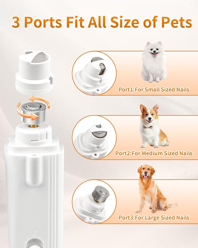 2-in-1 Dog & Cat Nail Clippers & Grinder with LED Light to Avoid the Quick | Quiet USB Rechargeable Pet Nail Trimmer with Safety Guard for Small Medium Large Pets