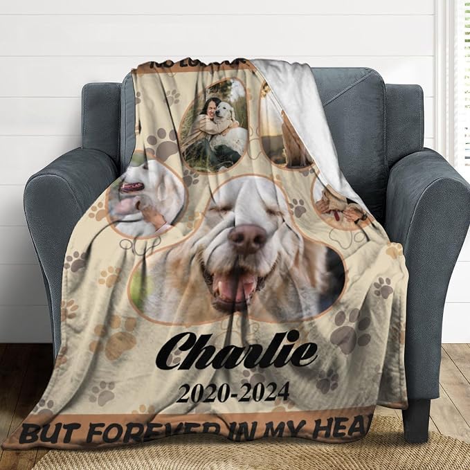 Personalized Dog Blankets with Photos Custom Dog Blanket with Pictures - Customized Pet Memorial Blanket Gifts for Loss of Dog, Loss of Pet Remembrance Gift, in Loving Memory Blanket for Dog Lover M