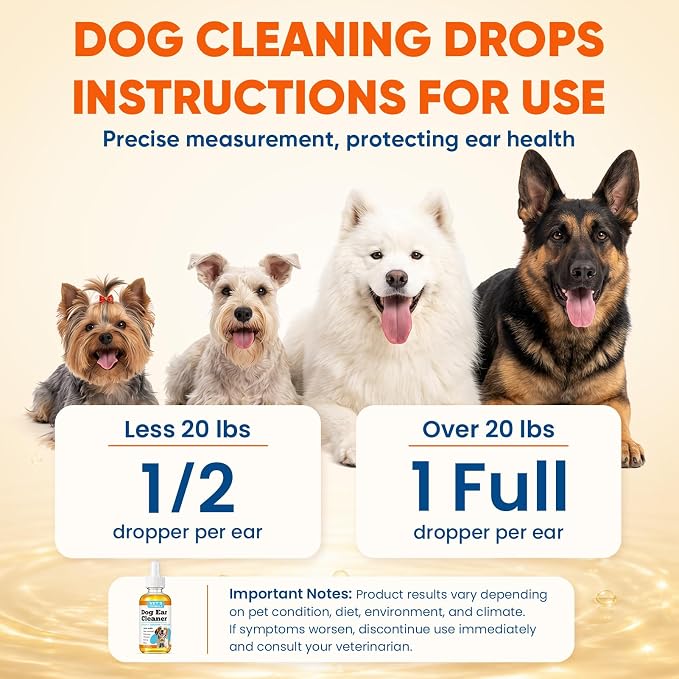 Dog Ear Cleaner and Infection Treatment,Natural Ear Drops for Dogs, Gentle Relief for Itching, Irritation, Wax Build-Up & Infections,Safe Ear Cleaning Solution for All Breeds & Ages | Relieve Ear Itching, Clean Earwax Buildup, Reduce Odor, Mild Formula...