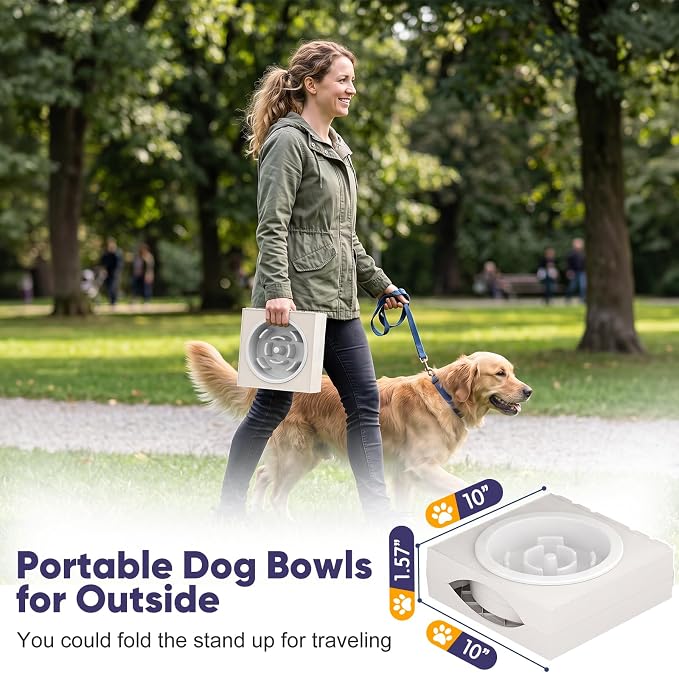 XIAZ Elevated Dog Bowls Large Breed Raised Dogs Bowl Stand Large/Medium Sized Dog Slow Feeder Dogs Bowls Food Water Stands 5 Heights Adjustable 9/11/12/14in Pet Feeder Dish Station