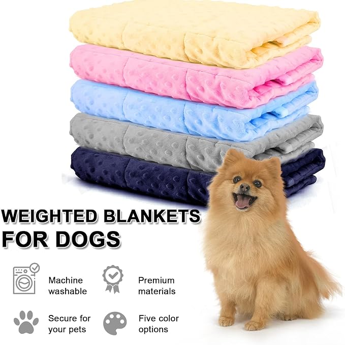 LaSyL Weighted Blanket for Pets | Thunder Blanket for Dogs Anxiety | Premium Soft Minky | Relaxation & Calming & Anti Anxiety | Used in Car, Bed, Couch | Dark Blue, Washable Medium (32"x40")