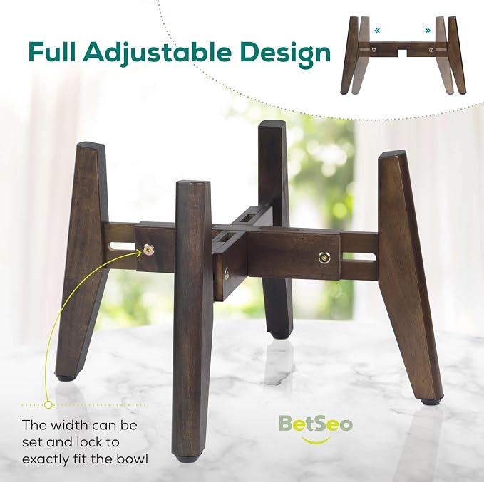 Dog Bowl Stand for Water/Food - Adjust with Lock - Dog Water Fountain Holder, Elevates Pet Food and Water Feeder Bowls (Bowl not Included) (1 Pack - (Height 10.4" Width 8-11.5")