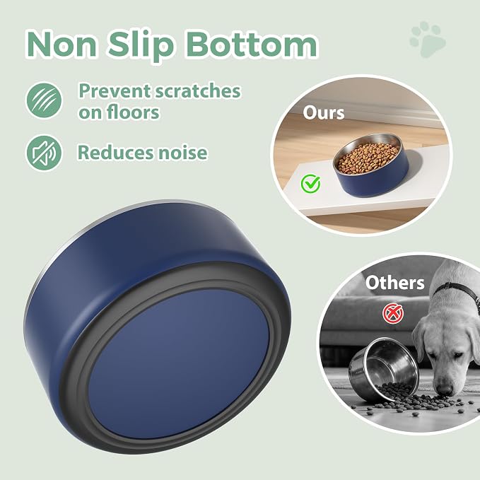 LIHONG Stainless Steel Dog Bowls for Small Medium Sized Dogs Non Slip,Insulated Dog Bowl,Pet Bowl for Food and Water,Rustproof(40oz,Blue)