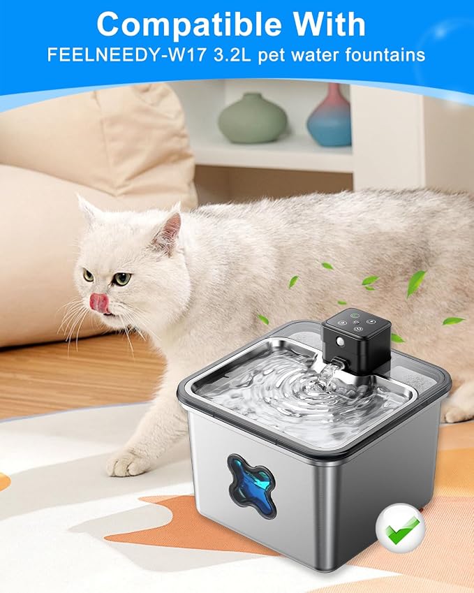 6 + 6 Pack Cat Fountain Filter Replacement Compatible with FEELNEEDY Cat Water Fountain FN-W17 3.2L/ 108oz, Cat Water Filter, Pet Fountain Filter Replacement, Replacement Filters and Sponges