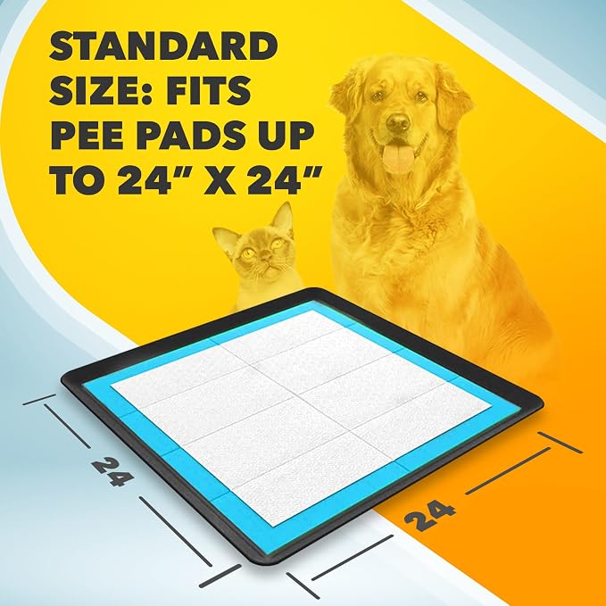 Skywin TidyFriend Dog Pee Pad Holder - Fits Up to 24” x 24” Pee Pad Holder for Dogs - Stable Grip, Soft Edges, Quick Wipe Silicone Surface Dog Pad Holder for Indoor Flooring Protection (Black)