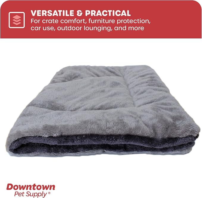 Downtown Pet Supply Medium Fleece Dog Crate Mat, Charcoal/Silver, 29 in x 20 in