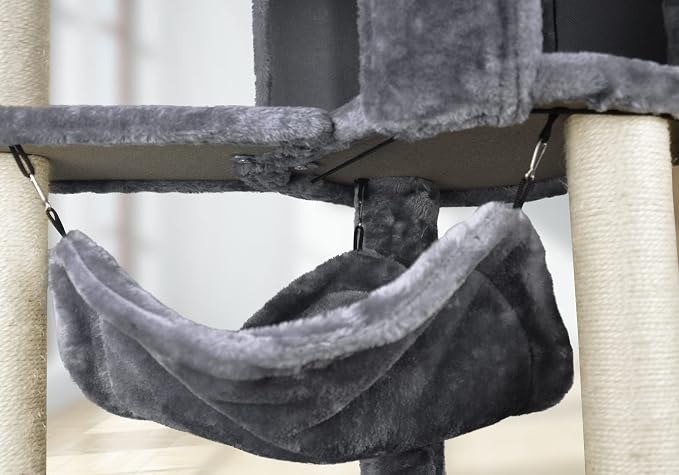 YUNIQUE Cat Tree with Cat Condo and Big Hammock, Grey