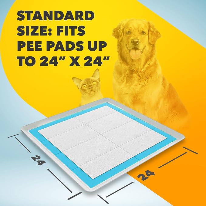 TidyFriend 2 Pack Dog Pee Pad Holder - Fits Up to 24” x 24” Pee Pad Holder for Dogs - Stable Grip, Soft Edges, Quick Wipe Silicone Surface Dog Pad Holder for Indoor Flooring Protection (Grey)