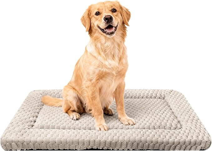 Dog Bed Mat,Reversible & Ultra Soft Kennel Pad-Machine Washable Pet Bed for Dogs & Cats-All-Weather Crate Liner for Crates,Carriers & Travel (Light Gray, 30" L x 20" W x 1.5" Th)