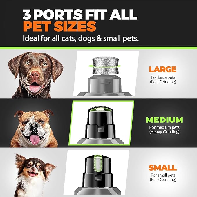 Whisper Quiet Dog Nail Grinder Safe & Stress-Free for Sensitive Dogs Cats | 4 LED Lights,3 Grinding Bits, 3-Speed, Pet Nail Trimmers, Rechargeable Painless Grooming Kit for All Breeds & Sizes