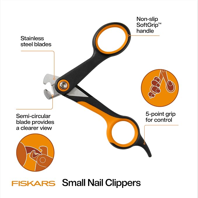 Fiskars Pet Small Nail Clippers, Cat and Dog Trimmers for Grooming, 4.25" (Pack of 6)