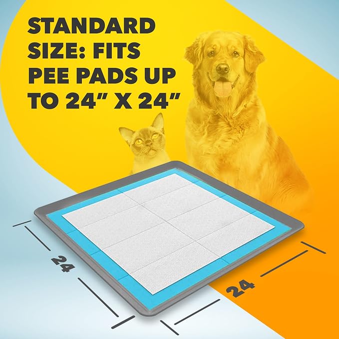 TidyFriend 2 Pack Dog Pee Pad Holder - Fits Up to 24” x 24” Pee Pad Holder for Dogs - Stable Grip, Soft Edges, Quick Wipe Silicone Surface Dog Pad Holder for Indoor Flooring Protection (Dark Grey)