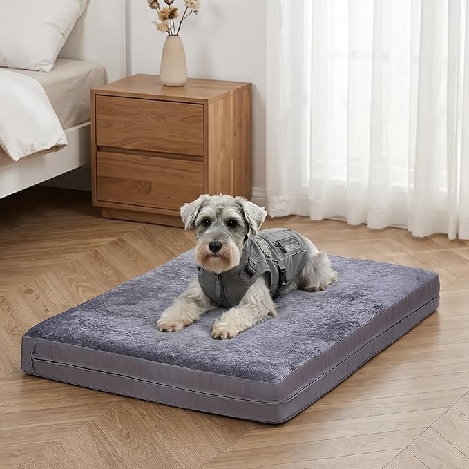 Waterproof Dog Bed for Crate, Washable Reversible Outdoor Kennel Pad, 29x18 | Kennel Pet Bed for Medium Dogs with Removable Cover, Waterproof, Wipeable, Anti-Slip, Outdoor, Dark Grey