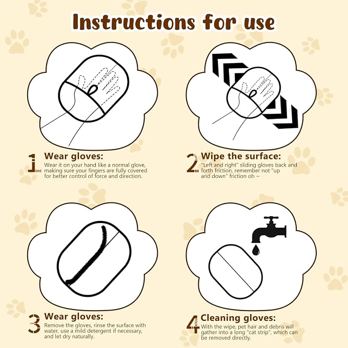 KLIFE 2Pcs Magic Brush Pet Hair, Pet Hair Remover Gloves for Cats & Dogs, Reusable Electrostatic Pet Hair Remover Glove for Couch Furniture, Carpet, Curtain