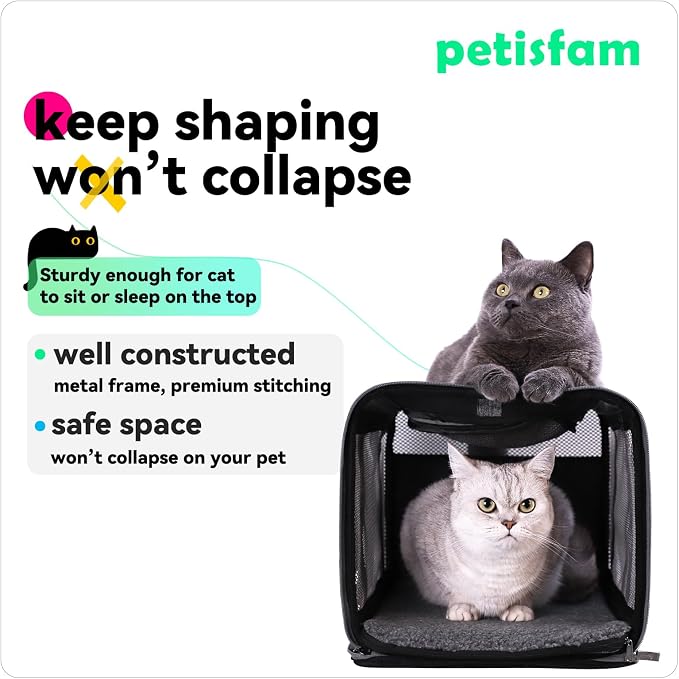 Easy Load Pet Carrier for Large, Medium Cats, 2 Cats and Small Dogs with Comfy Bed. Easy to Get Cat in, Escape Proof, Easy Storage, Washable, Safe and Comfortable for Vet Visit and Car Ride