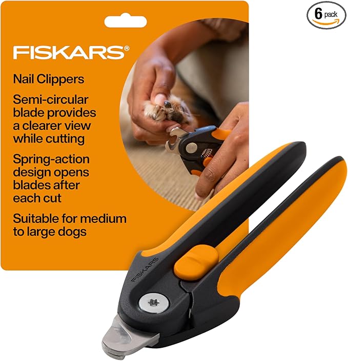 Fiskars Pet Large Nail Clippers, Cat and Dog Trimmers for Grooming, 5.75" (Pack of 6)