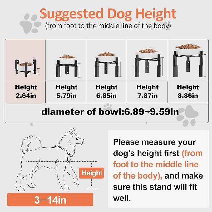 XIAZ Dog Bowl Stand Elevated Food Water Bowl Holder for Large Medium Small Sized Dog, Heights&Width Adjustable, Non-Slip, Durable, Elevated Feeding Bowl Stand for All Dogs Bowls (Stand Only)