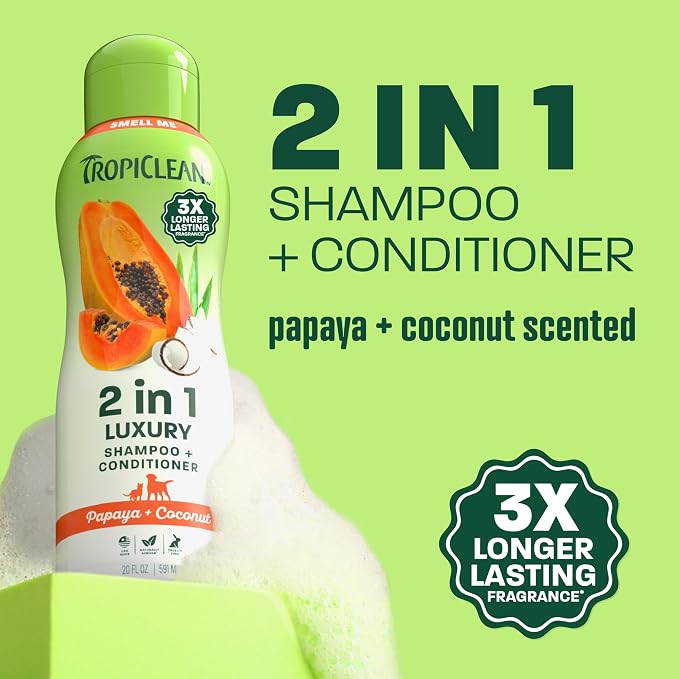 TropiClean 2in1 Dog Shampoo and Conditioner, 3X Longer Lasting Scent, 20oz
