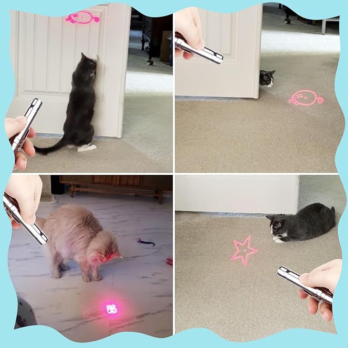 Waputne Cat Toy for Indoor Cats, 2 Pieces, USB Rechargeable Kitten Toys with 7 Adjustable Patterns, Interactive Chase Toys for Indoor Cats & Dogs, Training & Exercise Fun