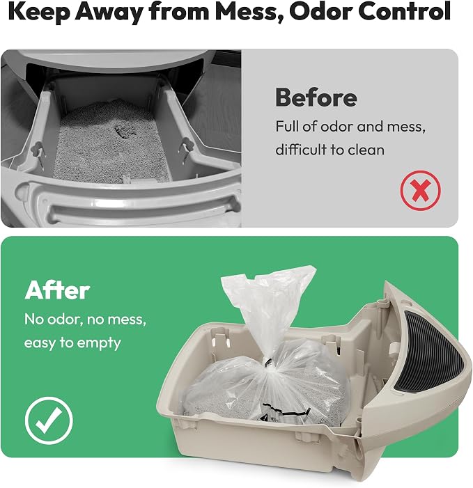 Waste Bags, Compatible with Litter Robot 4/5/3, 50 Pack Liners for Self Cleaning Litter Box, 9-11 Gallon Capacity, Pre-Separated, Transparent, Replacement Cat Litter Bags
