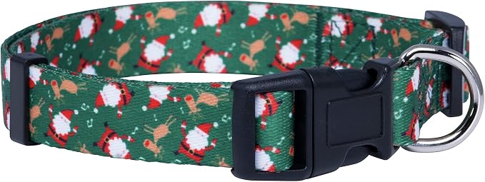 Native Pup Christmas Dog Collar- Winter Holiday Collars for Pets- Xmas Gift for Puppy- Santa, Reindeer, Snowman, Candy Cane, Red Green- Girl Boy- Small, Medium, Large Breeds (Santa & Reindeer, Large)