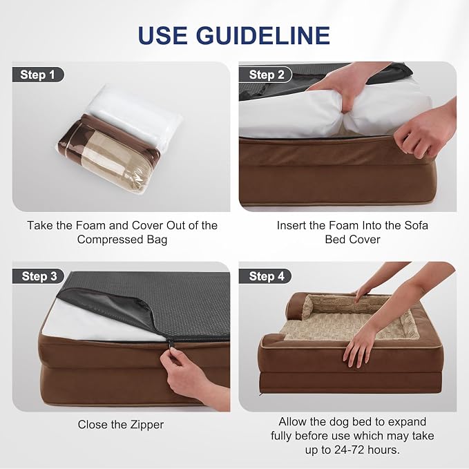 FURTIME Orthopedic Dog Bed for Medium Size Dog, Waterproof Dog Beds, 35x25x6.5 Supportive Foam Pet Couch Bed with Removable Washable Cover and Nonskid Bottom